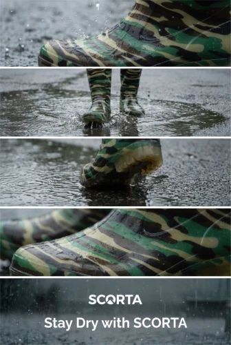 Rexin Green Printed Steel Toe Gumboots
